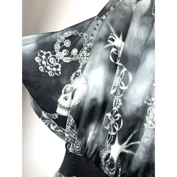 Victoria Secret XL Halloween Skulls Black Gray Set Top Pants Wide Leg Grunge - Picture 4 of 9